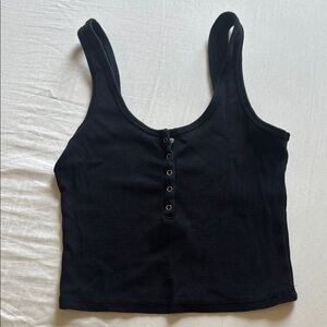 Abercrombie ribbed henley tank in black small